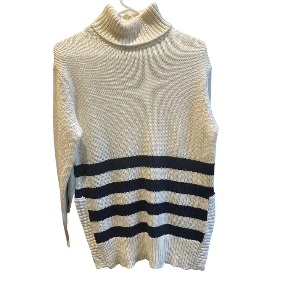 Rosebullet turtleneck - cream with navy stripes